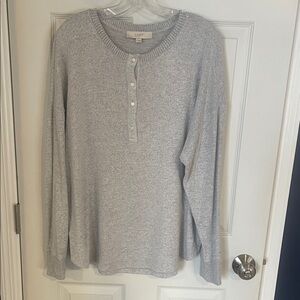 LOFT Light Gray Button-Up Sweater